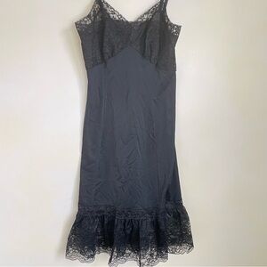 Vintage Black Lace Night Dress Slip